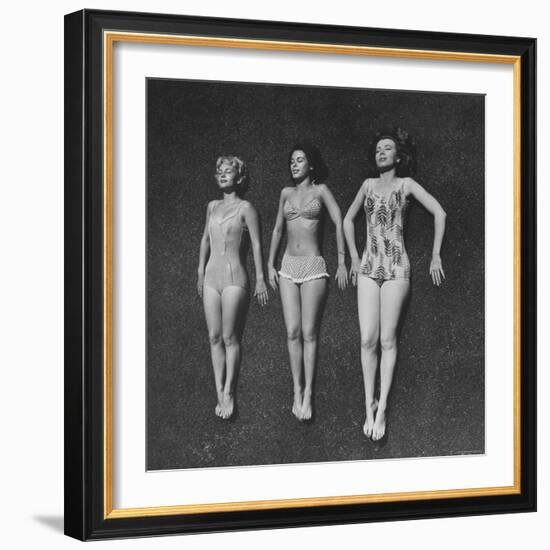 Three Sun Bathers Soaking Up Rays-Allan Grant-Framed Photographic Print