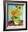 Three Sunflowers in a Vase (1883)-Vincent van Gogh-Framed Art Print