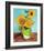 Three Sunflowers in a Vase (1883)-Vincent van Gogh-Framed Art Print