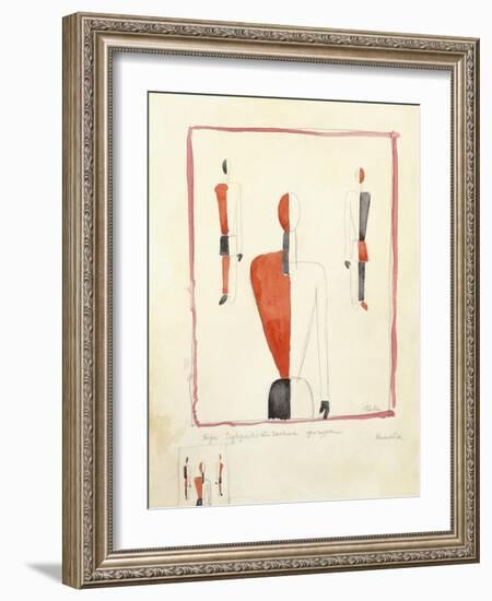 Three Suprematist Figures, C. 1921-2-Kazimir Severinovich Malevich-Framed Giclee Print