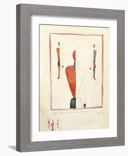 Three Suprematist Figures, C. 1921-2-Kazimir Severinovich Malevich-Framed Giclee Print