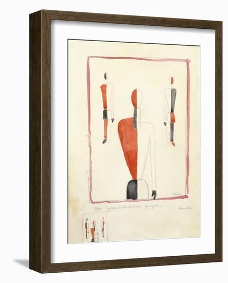 Three Suprematist Figures, C. 1921-2-Kazimir Severinovich Malevich-Framed Giclee Print