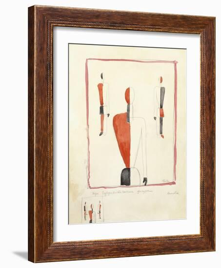 Three Suprematist Figures, C. 1921-2-Kazimir Severinovich Malevich-Framed Giclee Print