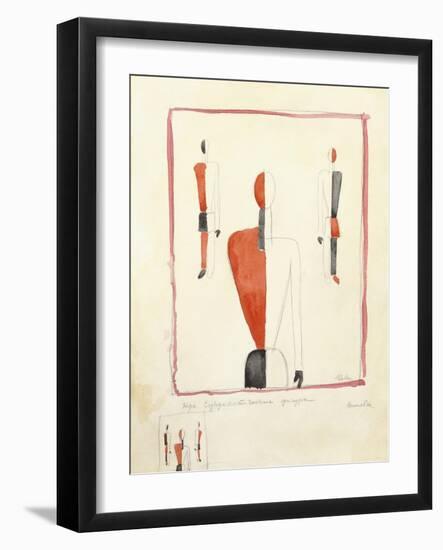 Three Suprematist Figures, C. 1921-2-Kazimir Severinovich Malevich-Framed Giclee Print