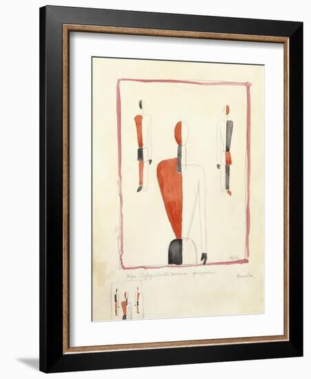 Three Suprematist Figures, C. 1921-2-Kazimir Severinovich Malevich-Framed Giclee Print