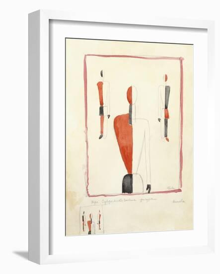 Three Suprematist Figures, C. 1921-2-Kazimir Severinovich Malevich-Framed Giclee Print