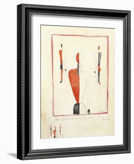 Three Suprematist Figures, C. 1921-2-Kazimir Severinovich Malevich-Framed Giclee Print