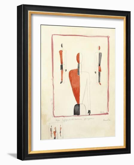 Three Suprematist Figures, C. 1921-2-Kazimir Severinovich Malevich-Framed Giclee Print