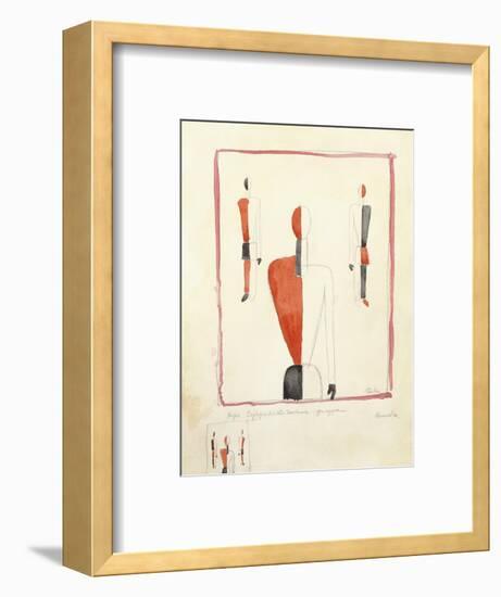 Three Suprematist Figures, C. 1921-2-Kazimir Severinovich Malevich-Framed Giclee Print