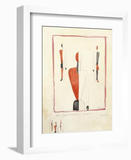 Three Suprematist Figures, C. 1921-2-Kazimir Severinovich Malevich-Framed Giclee Print