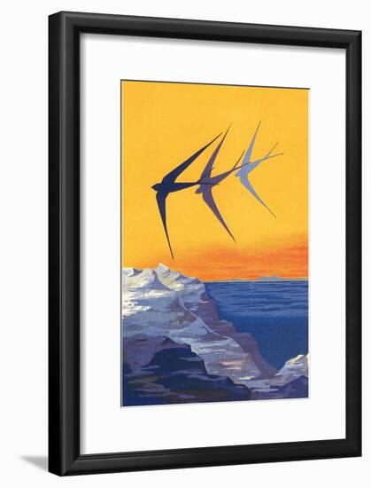 Three Swallows over the Sea-null-Framed Art Print