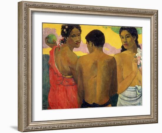 Three Tahitians by Paul Gauguin-Paul Gauguin-Framed Giclee Print