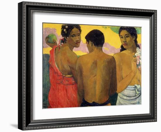 Three Tahitians by Paul Gauguin-Paul Gauguin-Framed Giclee Print