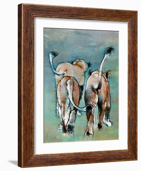 Three Tails, 2019, (conté and pastel on paper)-Mark Adlington-Framed Giclee Print