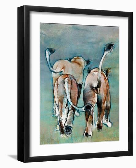 Three Tails, 2019, (conté and pastel on paper)-Mark Adlington-Framed Giclee Print