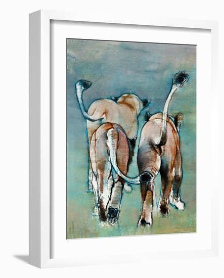 Three Tails, 2019, (conté and pastel on paper)-Mark Adlington-Framed Giclee Print