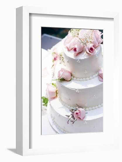 Three Tier Cake with Pink Roses-chughes-Framed Photographic Print