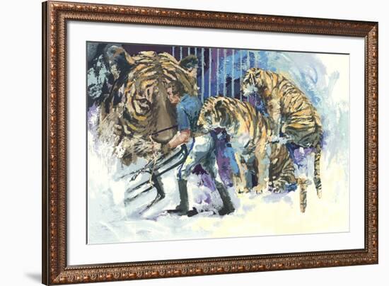 Three Tigers in the Circus-Wayland Moore-Framed Serigraph