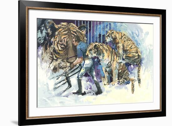 Three Tigers in the Circus-Wayland Moore-Framed Serigraph