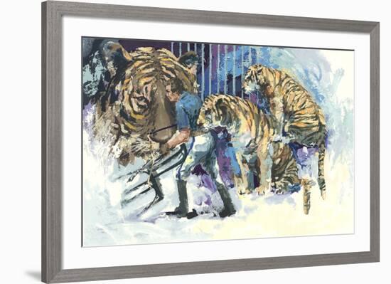 Three Tigers in the Circus-Wayland Moore-Framed Serigraph