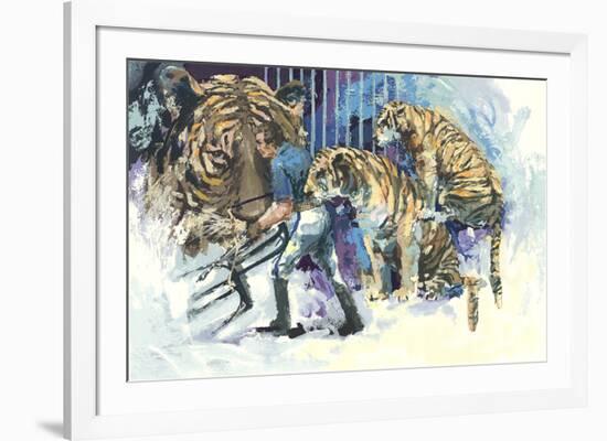 Three Tigers in the Circus-Wayland Moore-Framed Serigraph