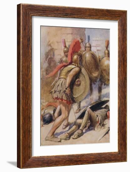 "Three Times He Came on in Fury - Three Times He Turned Back in Dread"-Arthur C. Michael-Framed Giclee Print