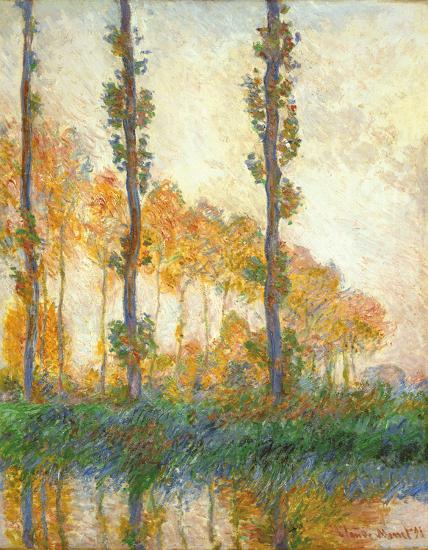 Three Trees In Autumn-Claude Monet-Framed Textured Art