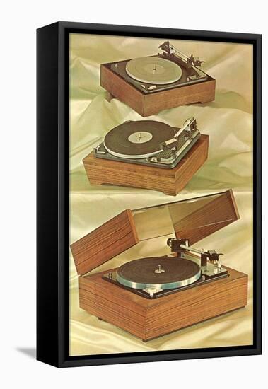 Three Turntables, Retro-null-Framed Stretched Canvas
