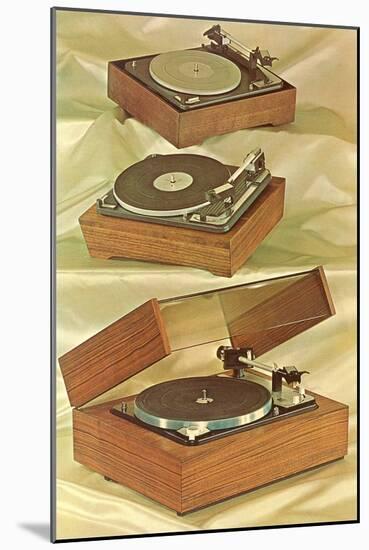 Three Turntables, Retro-null-Mounted Art Print