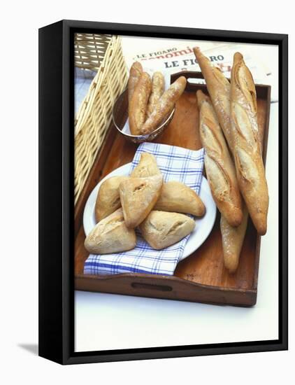 Three Types of Bread on a Tray-Peter Medilek-Framed Premier Image Canvas