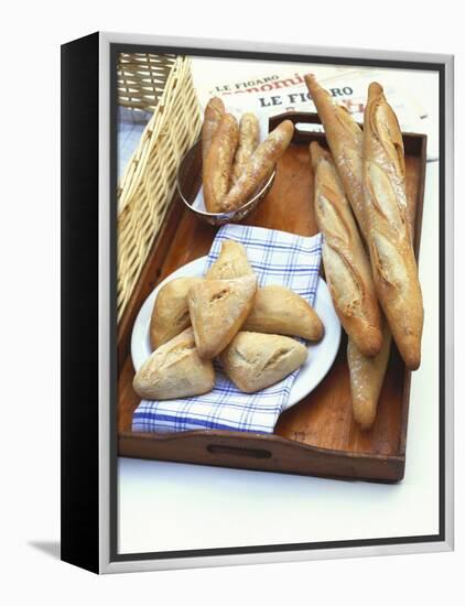 Three Types of Bread on a Tray-Peter Medilek-Framed Premier Image Canvas