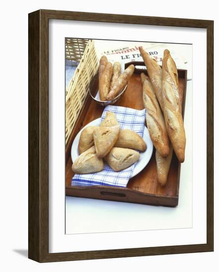 Three Types of Bread on a Tray-Peter Medilek-Framed Photographic Print