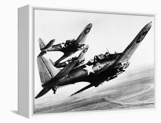 Three US Navy Dauntless Dive Bombers on a Fighting Mission in the Pacific, 1943-null-Framed Stretched Canvas
