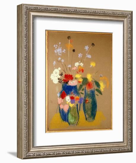 Three Vases of Flowers, C.1908-10-Odilon Redon-Framed Giclee Print