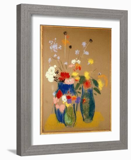 Three Vases of Flowers, C.1908-10-Odilon Redon-Framed Giclee Print