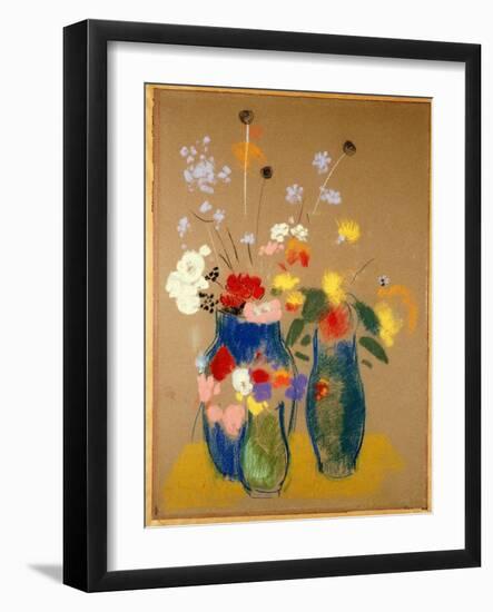 Three Vases of Flowers, C.1908-10-Odilon Redon-Framed Giclee Print