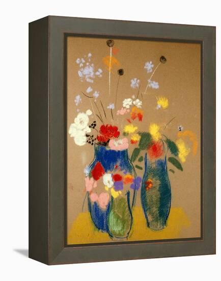 Three Vases of Flowers-Odilon Redon-Framed Premier Image Canvas