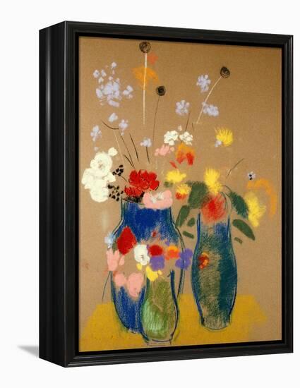 Three Vases of Flowers-Odilon Redon-Framed Premier Image Canvas