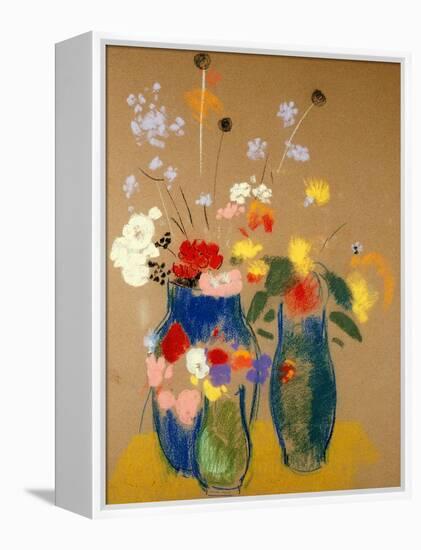 Three Vases of Flowers-Odilon Redon-Framed Premier Image Canvas