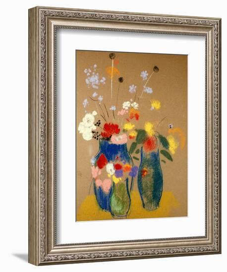 Three Vases of Flowers-Odilon Redon-Framed Giclee Print