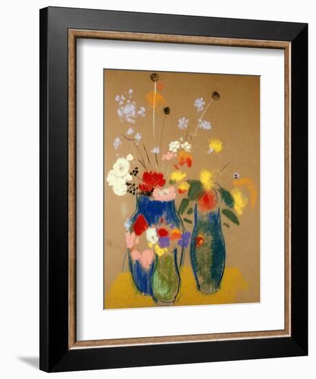 Three Vases of Flowers-Odilon Redon-Framed Giclee Print