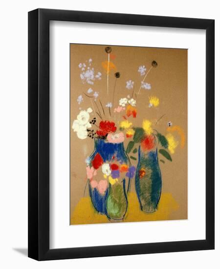 Three Vases of Flowers-Odilon Redon-Framed Giclee Print