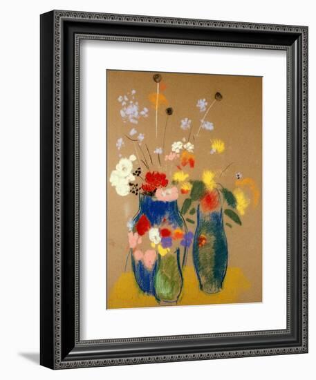 Three Vases of Flowers-Odilon Redon-Framed Giclee Print