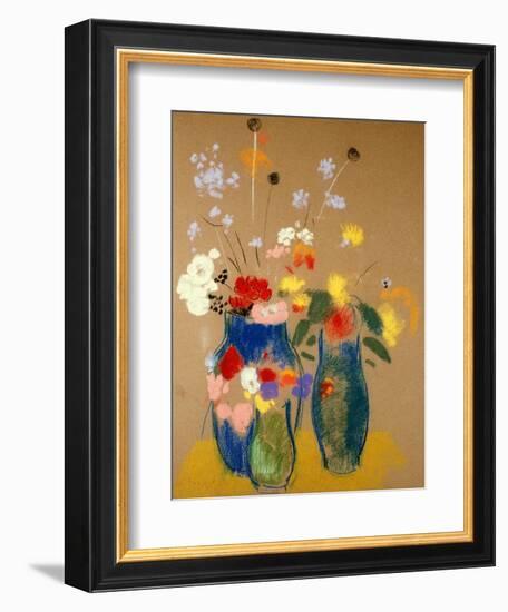 Three Vases of Flowers-Odilon Redon-Framed Giclee Print