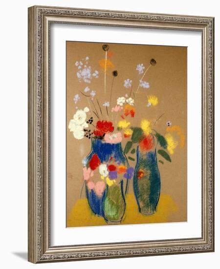 Three Vases of Flowers-Odilon Redon-Framed Giclee Print