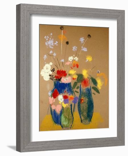 Three Vases of Flowers-Odilon Redon-Framed Giclee Print