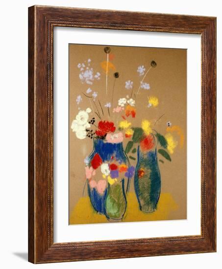 Three Vases of Flowers-Odilon Redon-Framed Giclee Print
