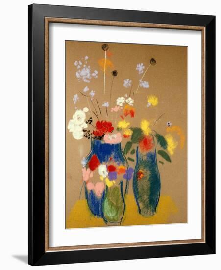 Three Vases of Flowers-Odilon Redon-Framed Giclee Print