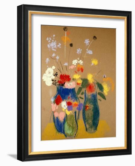 Three Vases of Flowers-Odilon Redon-Framed Giclee Print