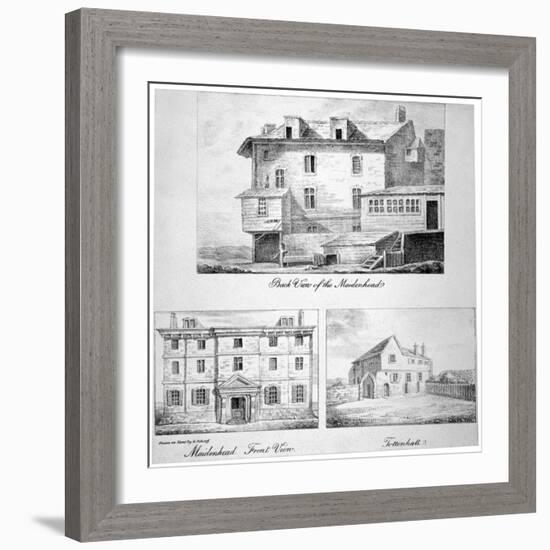 Three Views of Toten Hall, Tottenham Court Road, St Pancras, London, C1810-George Scharf-Framed Giclee Print